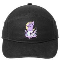 Kawaii Pastel Goth Cute Scary Witchy Cat And Skull 7-Panel Snapback Hat
