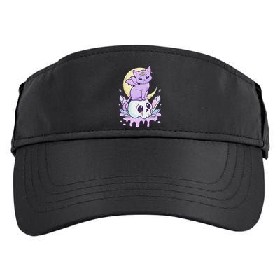 Kawaii Pastel Goth Cute Scary Witchy Cat And Skull Adult Drive Performance Visor