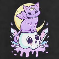 Kawaii Pastel Goth Cute Scary Witchy Cat And Skull 11oz C Handle Ceramic Mug
