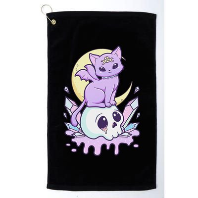 Kawaii Pastel Goth Cute Scary Witchy Cat And Skull Golf Towel