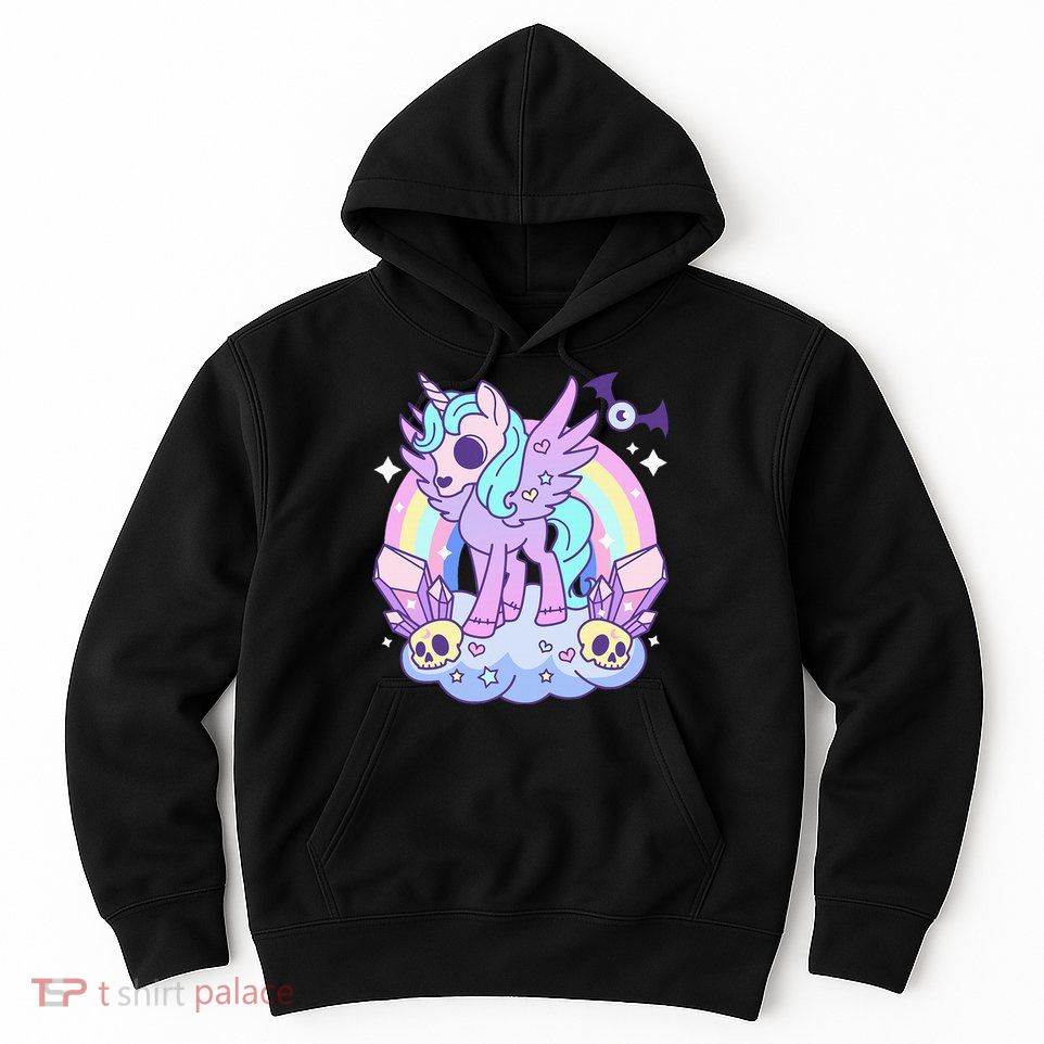 Kawaii Pastel Goth Unicorn Pony Aesthetic Gothic Skeleton Hoodie