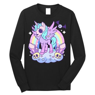 Kawaii Pastel Goth Unicorn Pony Aesthetic Gothic Skeleton Long Sleeve Shirt