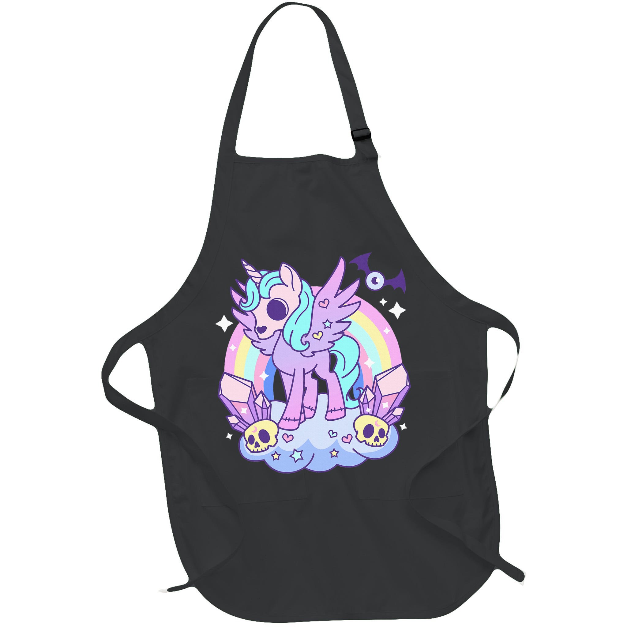 Kawaii Pastel Goth Unicorn Pony Aesthetic Gothic Skeleton Apron