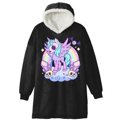 Kawaii Pastel Goth Unicorn Pony Aesthetic Gothic Skeleton Hooded Wearable Blanket