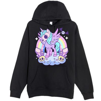 Kawaii Pastel Goth Unicorn Pony Aesthetic Gothic Skeleton Premium Pullover Hoodie