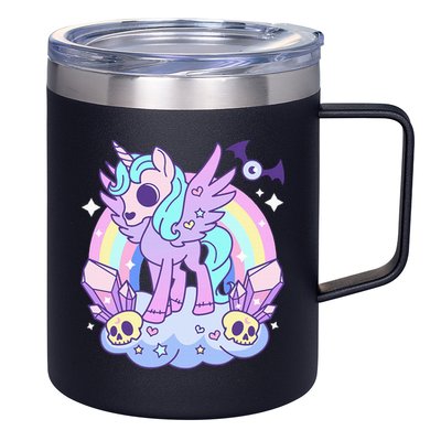Kawaii Pastel Goth Unicorn Pony Aesthetic Gothic Skeleton 12oz Stainless Steel Coffee Mug