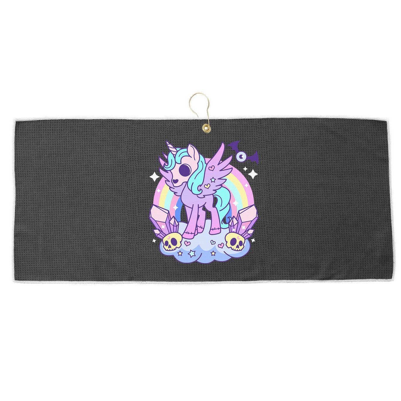 Kawaii Pastel Goth Unicorn Pony Aesthetic Gothic Skeleton Large Microfiber Waffle Golf Towel