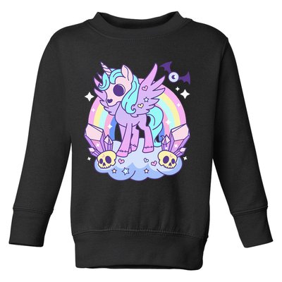 Kawaii Pastel Goth Unicorn Pony Aesthetic Gothic Skeleton Toddler Sweatshirt