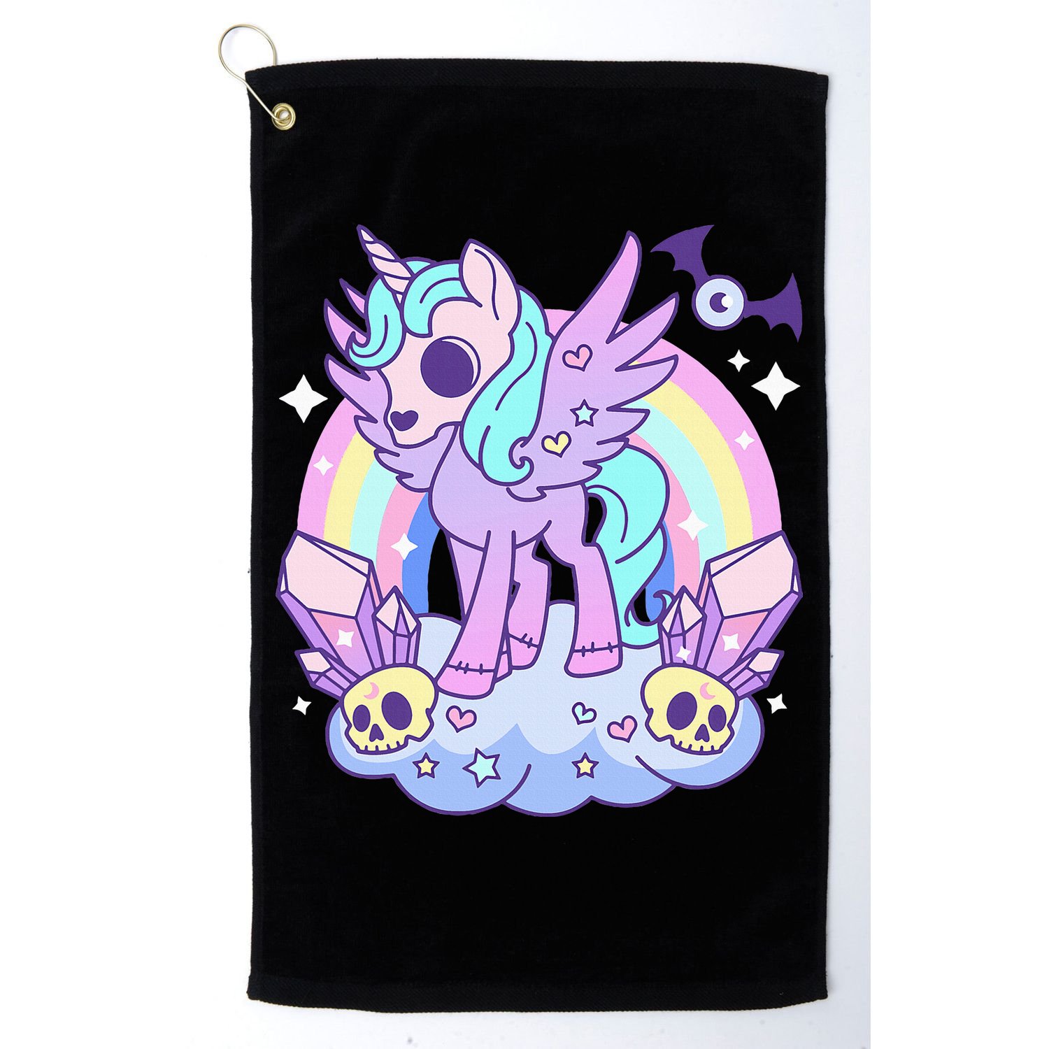 Kawaii Pastel Goth Unicorn Pony Aesthetic Gothic Skeleton Golf Towel