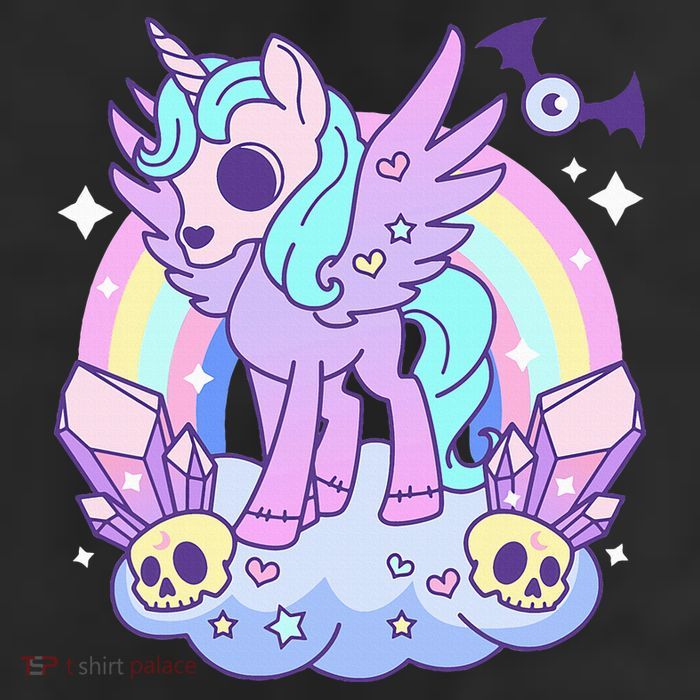 Kawaii Pastel Goth Unicorn Pony Aesthetic Gothic Skeleton Golf Towel