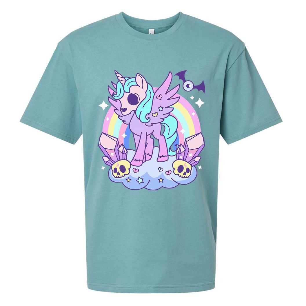 Kawaii Pastel Goth Unicorn Pony Aesthetic Gothic Skeleton Sueded Cloud Jersey T-Shirt