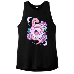 Kawaii Pastel Goth Cute Creepy Skull Serpent Snake Roses Ladies PosiCharge Tri-Blend Wicking Tank