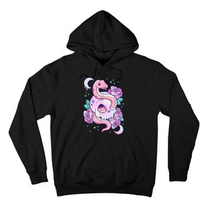 Kawaii Pastel Goth Cute Creepy Skull Serpent Snake Roses Hoodie