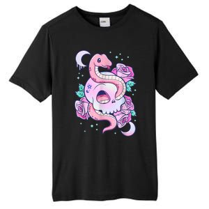 Kawaii Pastel Goth Cute Creepy Skull Serpent Snake Roses Tall Fusion ChromaSoft Performance T-Shirt