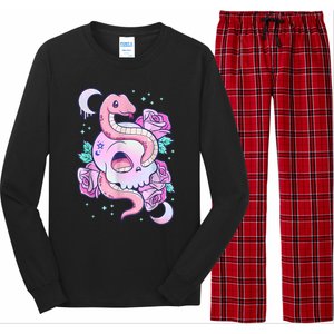 Kawaii Pastel Goth Cute Creepy Skull Serpent Snake Roses Long Sleeve Pajama Set