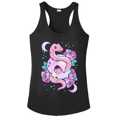 Kawaii Pastel Goth Cute Creepy Skull Serpent Snake Roses Ladies PosiCharge Competitor Racerback Tank