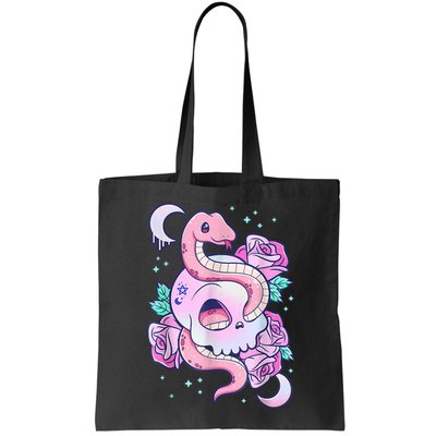 Kawaii Pastel Goth Cute Creepy Skull Serpent Snake Roses Bag