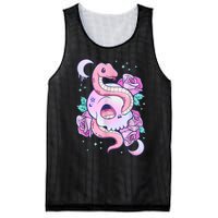 Kawaii Pastel Goth Cute Creepy Skull Serpent Snake Roses Mesh Reversible Basketball Jersey Tank