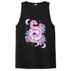 Kawaii Pastel Goth Cute Creepy Skull Serpent Snake Roses PosiCharge Competitor Tank