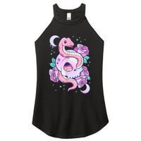 Kawaii Pastel Goth Cute Creepy Skull Serpent Snake Roses Women's Perfect Tri Rocker Tank