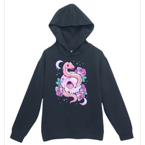 Kawaii Pastel Goth Cute Creepy Skull Serpent Snake Roses Urban Pullover Hoodie