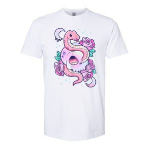 Kawaii Pastel Goth Cute Creepy Skull Serpent Snake Roses Softstyle CVC T-Shirt