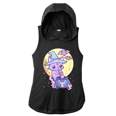 Kawaii Pastel Goth Cute Creepy Witch Cat Wicca Ladies PosiCharge Tri-Blend Wicking Draft Hoodie Tank