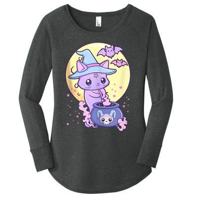 Kawaii Pastel Goth Cute Creepy Witch Cat Wicca Women's Perfect Tri Tunic Long Sleeve Shirt