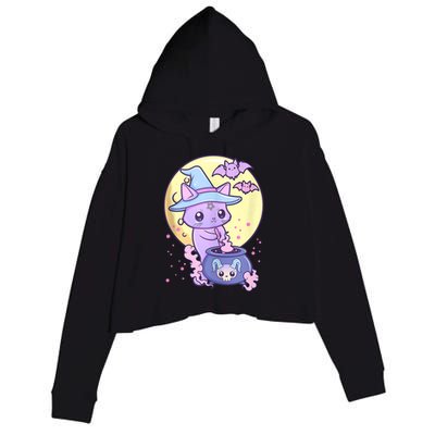 Kawaii Pastel Goth Cute Creepy Witch Cat Wicca Crop Fleece Hoodie