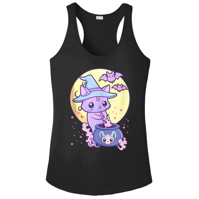 Kawaii Pastel Goth Cute Creepy Witch Cat Wicca Ladies PosiCharge Competitor Racerback Tank