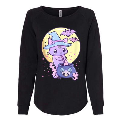 Kawaii Pastel Goth Cute Creepy Witch Cat Wicca Womens California Wash Sweatshirt