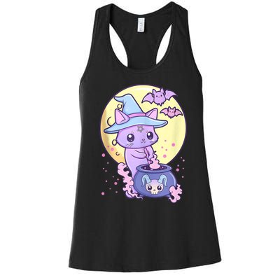 Kawaii Pastel Goth Cute Creepy Witch Cat Wicca Women's Racerback Tank