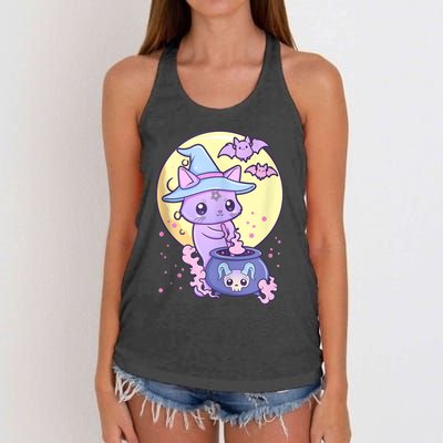 Kawaii Pastel Goth Cute Creepy Witch Cat Wicca Women's Knotted Racerback Tank