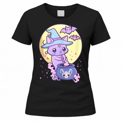 Kawaii Pastel Goth Cute Creepy Witch Cat Wicca Women's T-Shirt