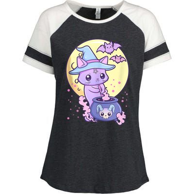 Kawaii Pastel Goth Cute Creepy Witch Cat Wicca Enza Ladies Jersey Colorblock Tee