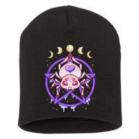 Kawaii Pastel Goth Cute Creepy Pentacle Spider Pentagram Short Acrylic Beanie