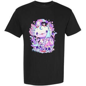 Kawaii Pastel Goth Cute and Creepy Axolotl Knife  Garment-Dyed Heavyweight T-Shirt