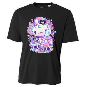 Kawaii Pastel Goth Cute and Creepy Axolotl Knife  Cooling Performance Crew T-Shirt