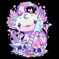 Kawaii Pastel Goth Cute and Creepy Axolotl Knife  Cooling Performance Crew T-Shirt