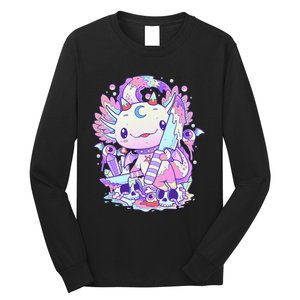 Kawaii Pastel Goth Cute and Creepy Axolotl Knife  Long Sleeve Shirt