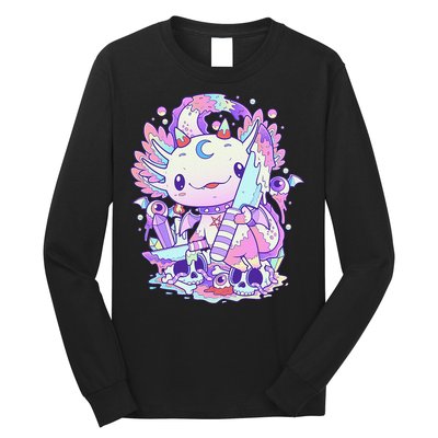 Kawaii Pastel Goth Cute and Creepy Axolotl Knife  Long Sleeve Shirt