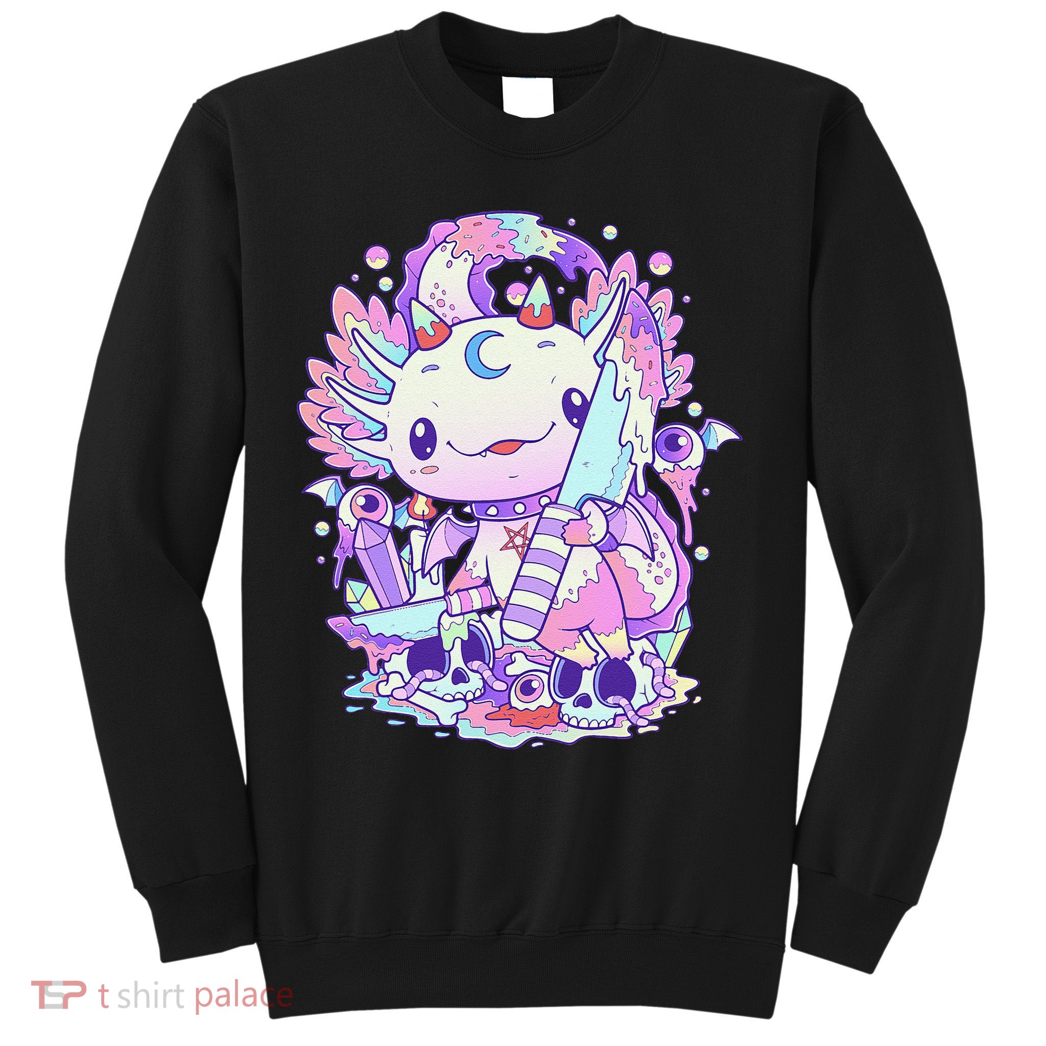 Kawaii Pastel Goth Cute and Creepy Axolotl Knife  Sweatshirt