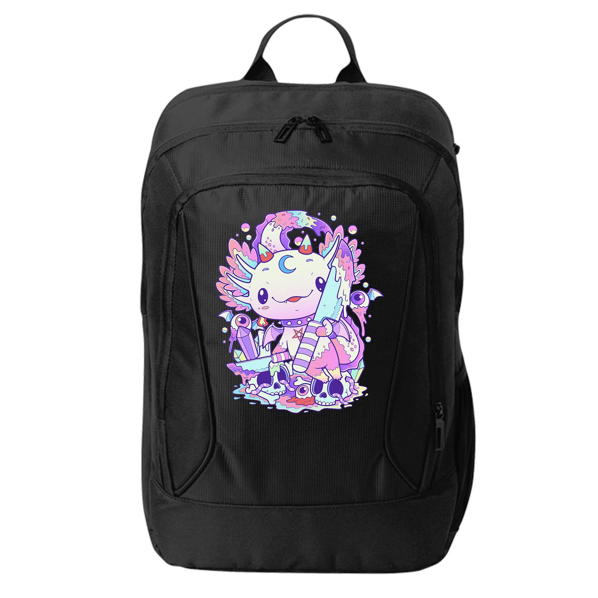 Kawaii Pastel Goth Cute and Creepy Axolotl Knife  City Backpack