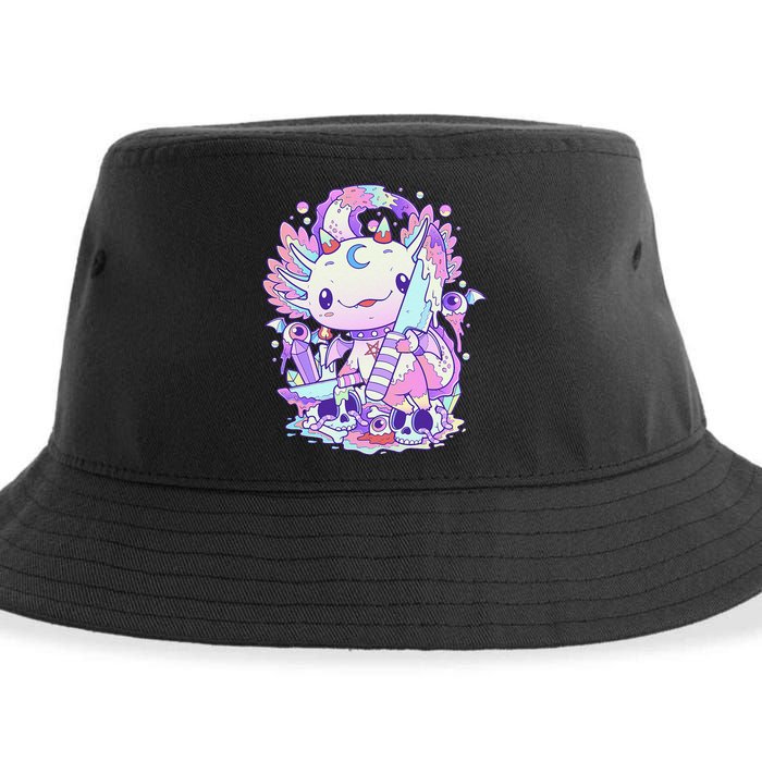 Kawaii Pastel Goth Cute and Creepy Axolotl Knife  Sustainable Bucket Hat