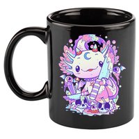 Kawaii Pastel Goth Cute and Creepy Axolotl Knife  11oz C Handle Ceramic Mug