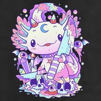 Kawaii Pastel Goth Cute and Creepy Axolotl Knife  11oz C Handle Ceramic Mug