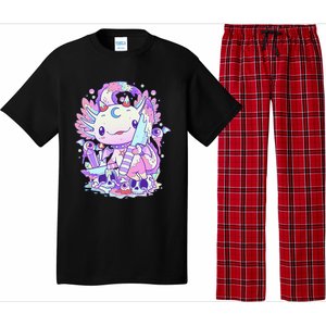 Kawaii Pastel Goth Cute and Creepy Axolotl Knife  Pajama Set