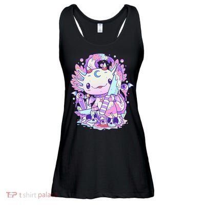 Kawaii Pastel Goth Cute and Creepy Axolotl Knife  Ladies Essential Flowy Tank