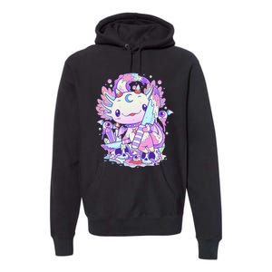 Kawaii Pastel Goth Cute and Creepy Axolotl Knife  Premium Hoodie