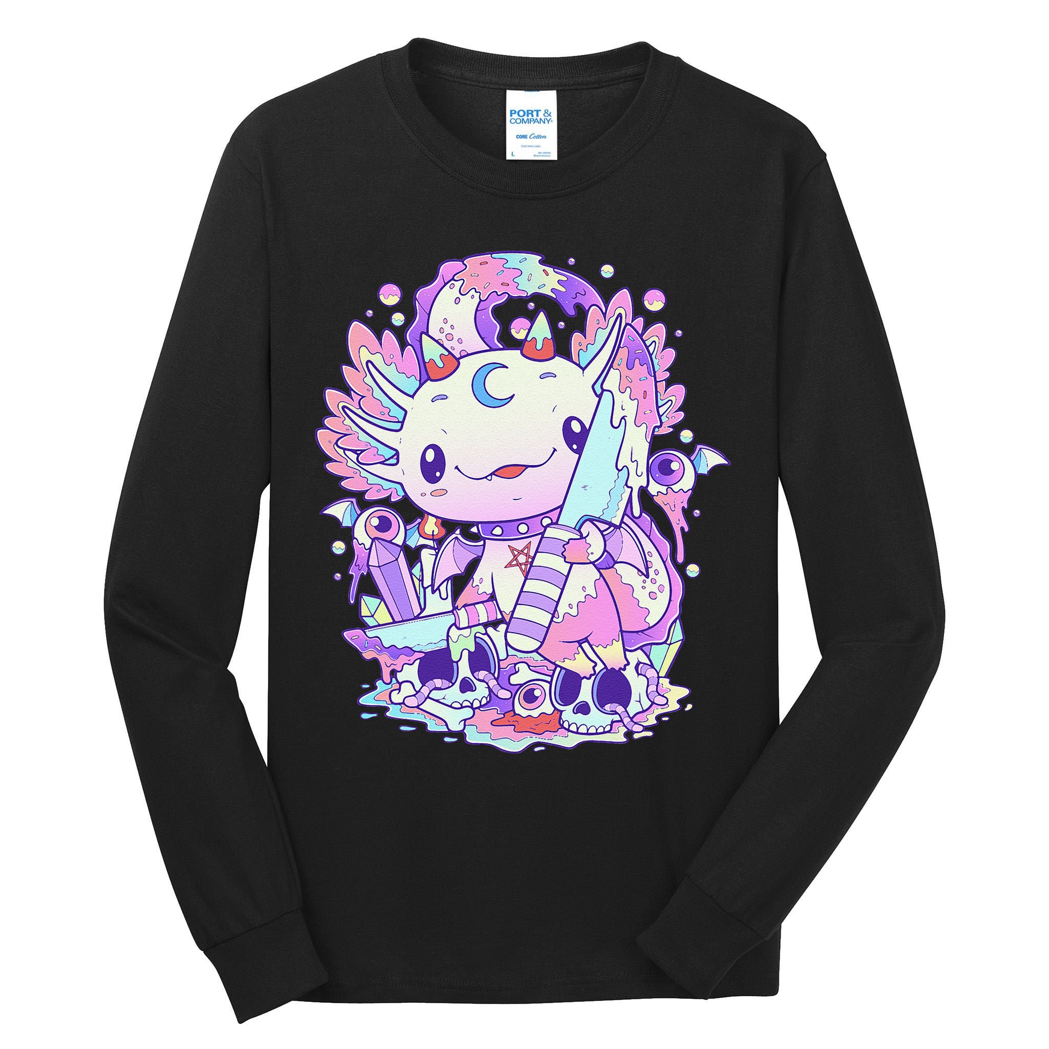 Kawaii Pastel Goth Cute and Creepy Axolotl Knife  Tall Long Sleeve T-Shirt